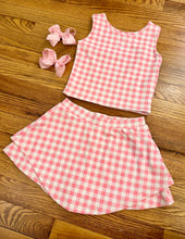 Load image into Gallery viewer, Bright Pink Checkered 2 Piece Athletic Skort Set
