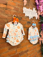 Load image into Gallery viewer, Pumpkin Ruffle Butt Romper
