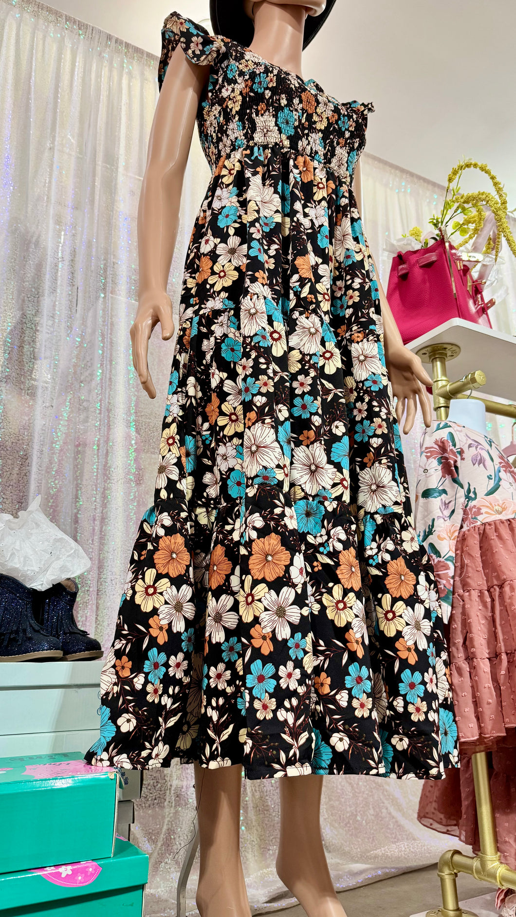 chinese dress ladies Women Long Maxi Dress, V-neck Three Quarter Sleeve Floral Print Ethnic –  pfdeal