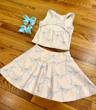 Load image into Gallery viewer, Blue Bows 2 Piece Athletic Skort Set

