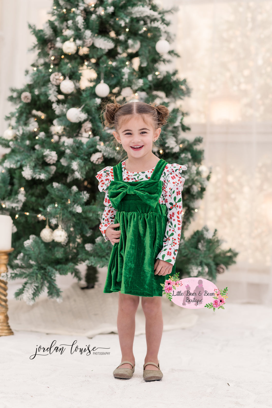 Christmas Holly and Candy Cane Velvet Dress