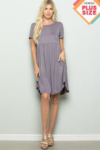 Load image into Gallery viewer, Heimish Plus Size Solid Dress with Ruffled and Side Pockets
