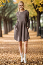 Load image into Gallery viewer, Heimish Plus Size Brown Ribbed Pocket Dress
