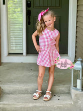 Load image into Gallery viewer, Bright Pink Checkered 2 Piece Athletic Skort Set
