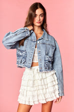 Load image into Gallery viewer, Rareraw Ladies Bow Cropped Denim Jacket
