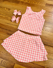 Load image into Gallery viewer, Bright Pink Checkered 2 Piece Athletic Skort Set
