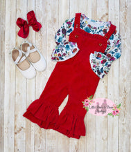 Load image into Gallery viewer, Winter Floral Corduroy Overall Set
