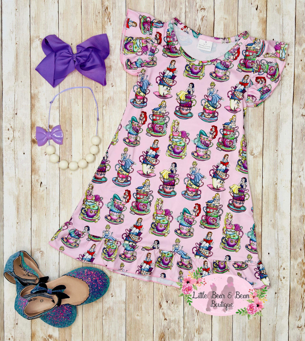 Teacups and Princess Flutter Sleeve Dress