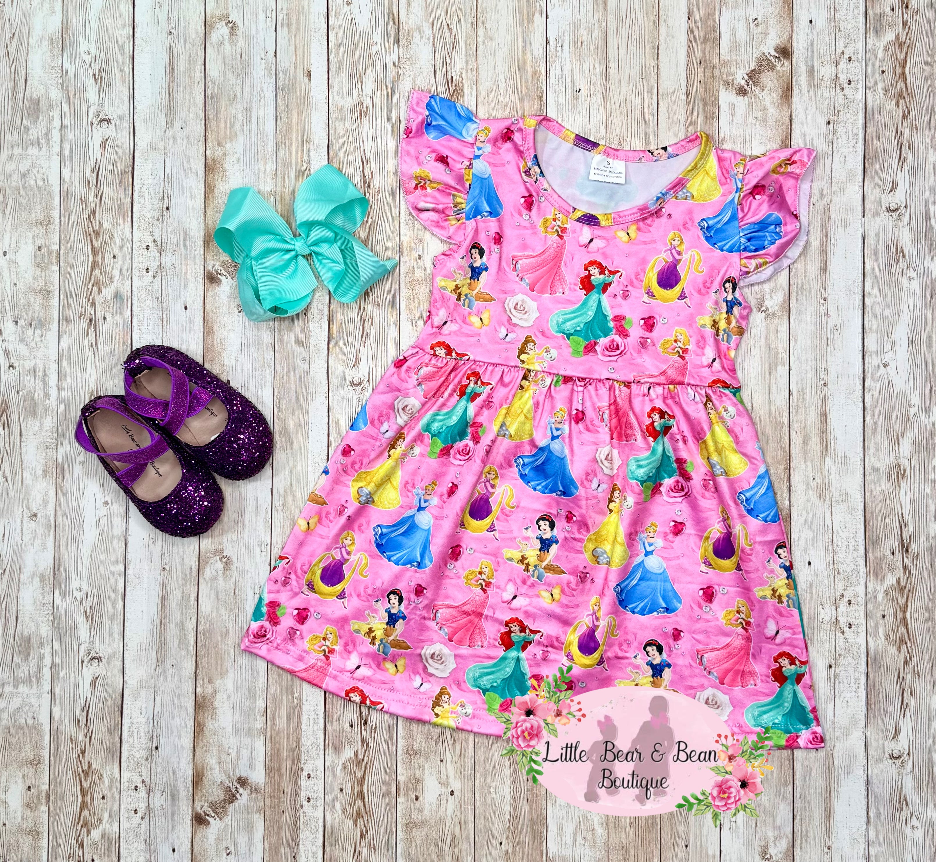 Pink Princess Dress w/ Butterflies & Flowers 3T