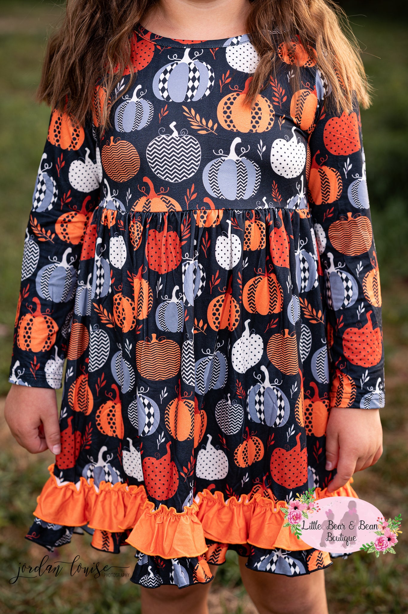 Printed Pumpkin Long Sleeve Ruffle Dress 8/9 Printed Pumpkin Long Sleeve Ruffle Dress 8/9