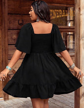 Load image into Gallery viewer, Ladies Embroidered Wine Flutter Sleeve Dress
