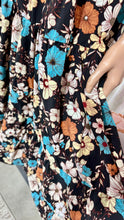 Load image into Gallery viewer, Ladies Autumn Floral Smocked Maxi Dress
