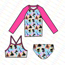 Load image into Gallery viewer, Neon Princesses  3 Piece Rash Guard Swim
