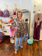 Load image into Gallery viewer, Chris and Carol Wine Floral Zip Tunic
