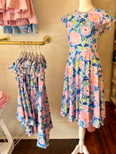 Load image into Gallery viewer, Mommy &amp; Me Blue Pink Floral Dress
