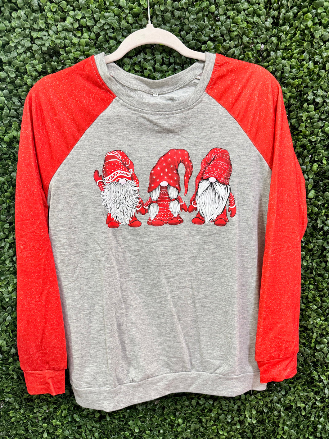 Ladies Gnome Red Long Sleeve Top