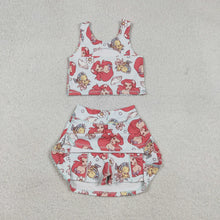 Load image into Gallery viewer, Children's tank top and bloomers set with a Little Mermaid theme on a gray background
