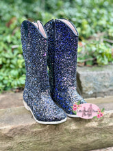 Load image into Gallery viewer, Midnight Glitter Cowgirl Boot With Heel
