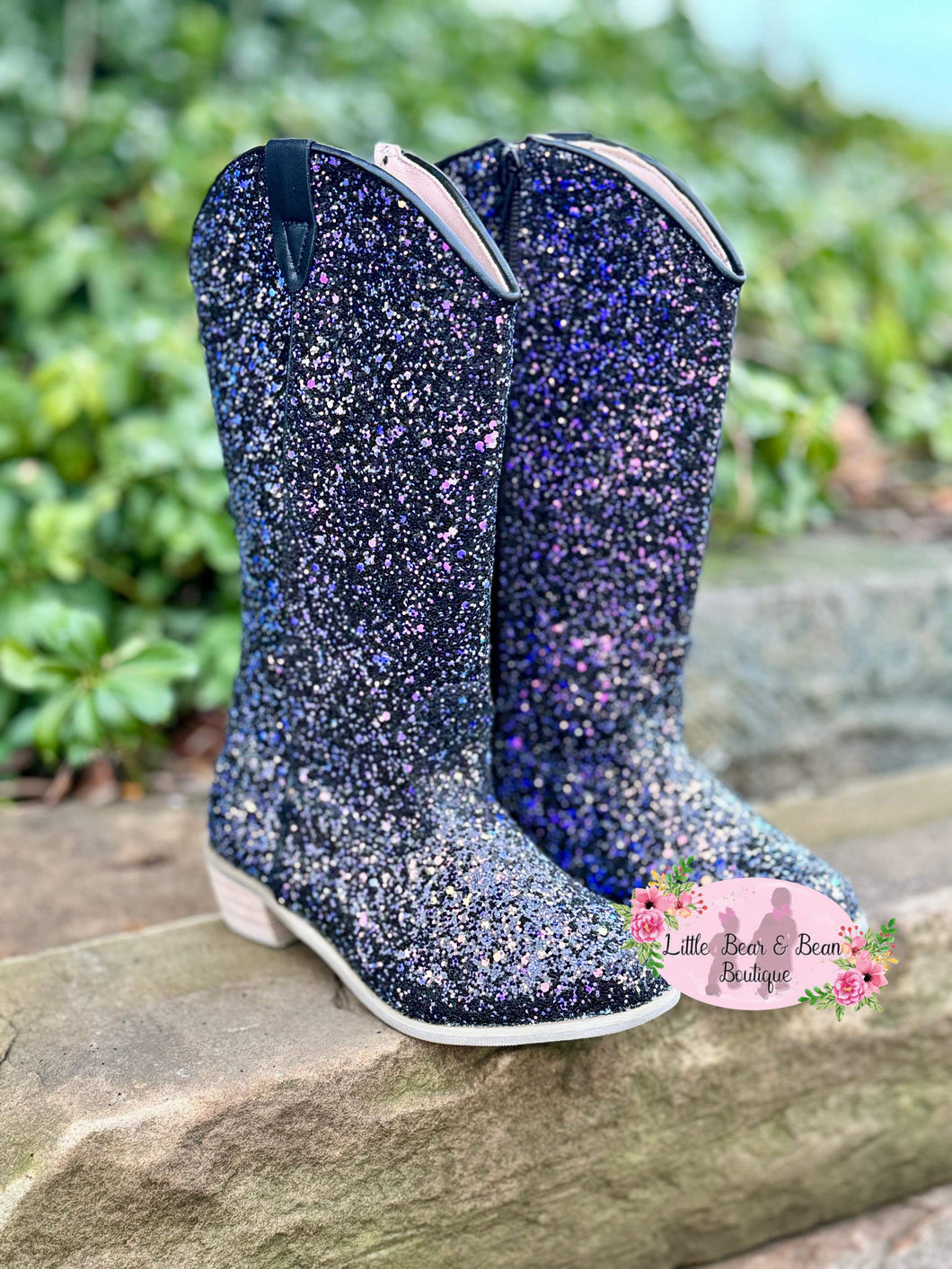 Midnight Glitter Cowgirl Boot With Heel