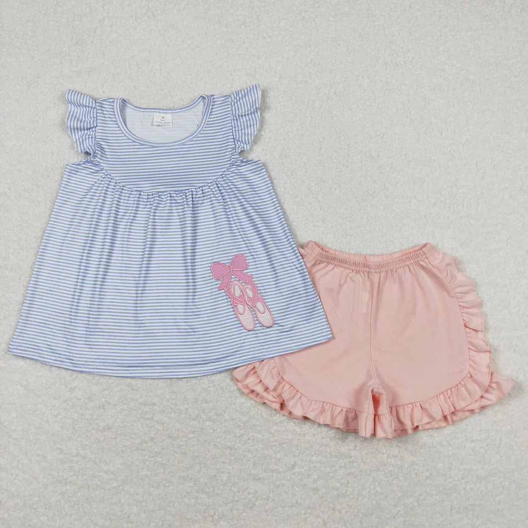 Pre-order RTS from Supplier Embroidery Ballet Ruffle Shorts Set