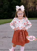 Load image into Gallery viewer, Floral Top and Corduroy Skirt Set

