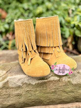 Load image into Gallery viewer, Camel Suede Fringe Boot
