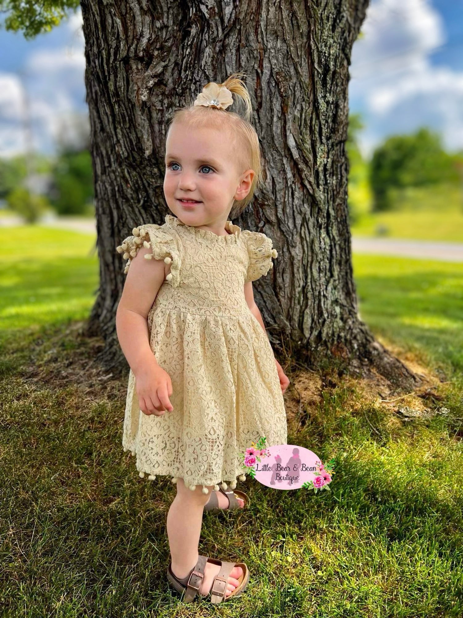 Cream Lace Pompom Dress 6/7 Cream Lace Pompom Dress 6/7
