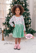 Load image into Gallery viewer, Pink Christmas w/Green Sequins Long Sleeve Dress
