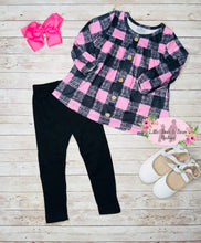 Load image into Gallery viewer, Pink Black Plaid Set
