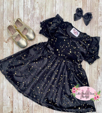 Load image into Gallery viewer, Size 2T- Velvet Star Short Sleeve Dress -Black
