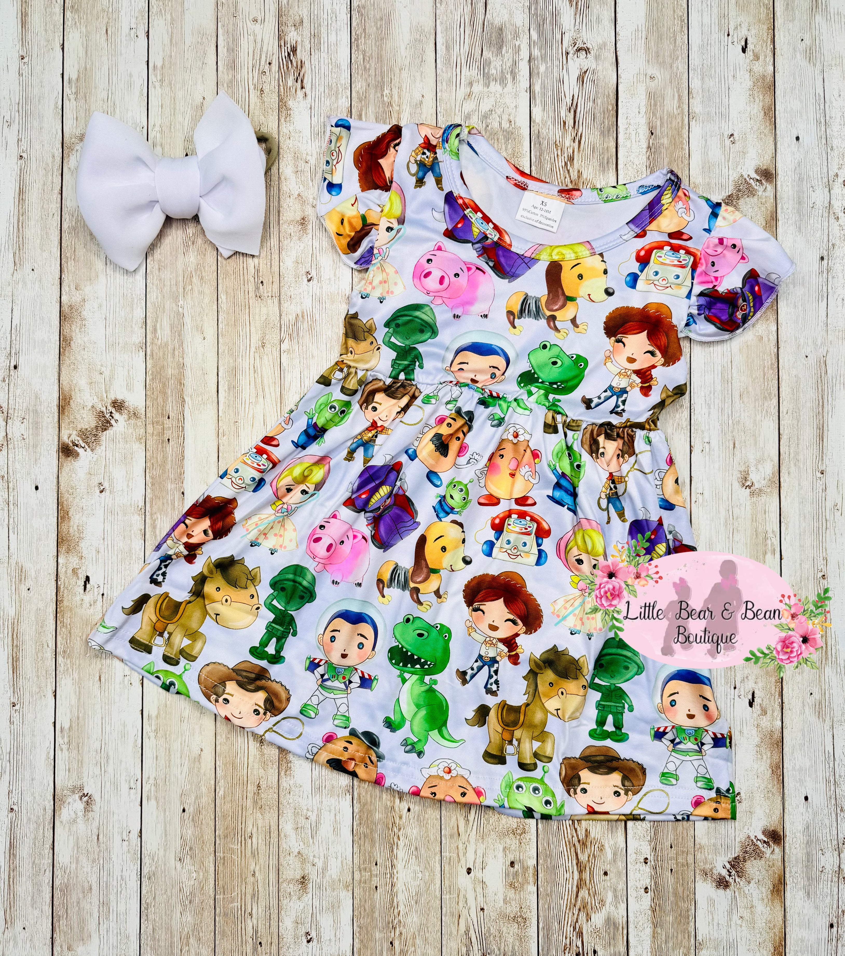 milk bear princess dress Milk Tea Short Hair Bear & White Princess Dress Set of 3