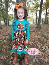 Load image into Gallery viewer, Teal Pumpkin Floral Dress
