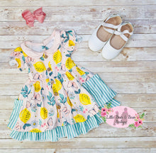 Load image into Gallery viewer, Lemons and Butterflies Double Layer Dress
