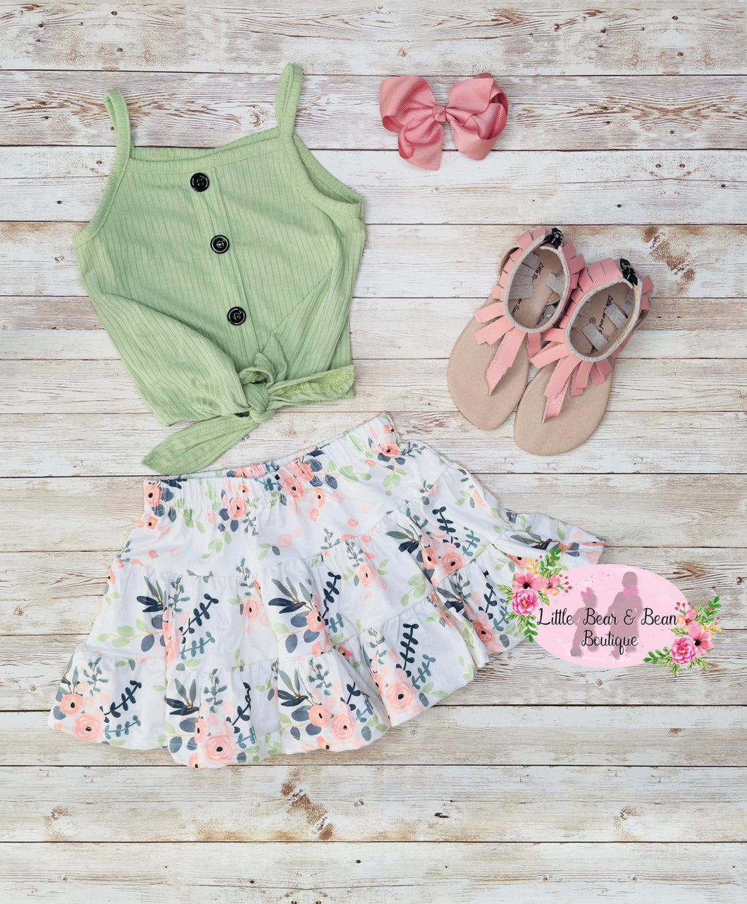 Key Lime Floral Skirt Set