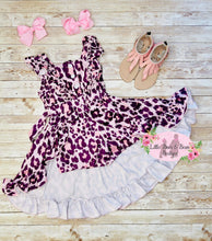 Load image into Gallery viewer, Mauve Leopard Print Skirted Romper
