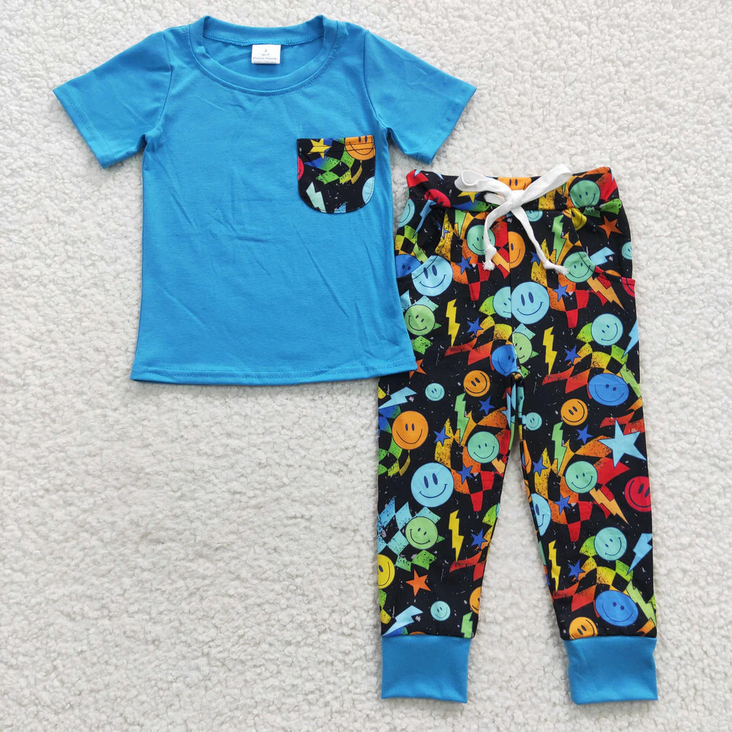 Pre-order RTS from Supplier Smiley Blue Jogger Set