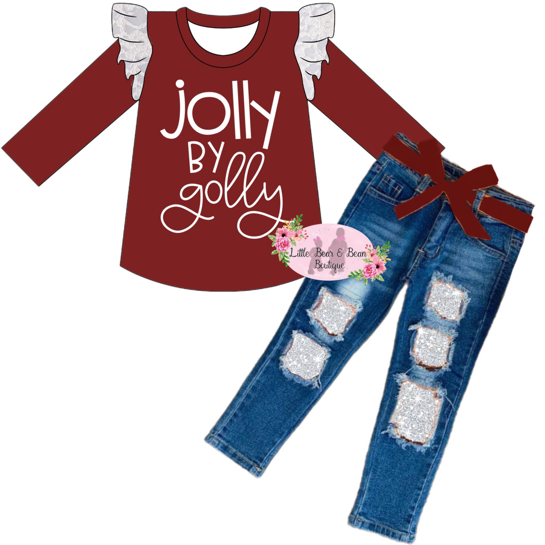 🎄PRE-ORDER CLOSES 9/22 Jolly By Golly Patchwork Jean Set