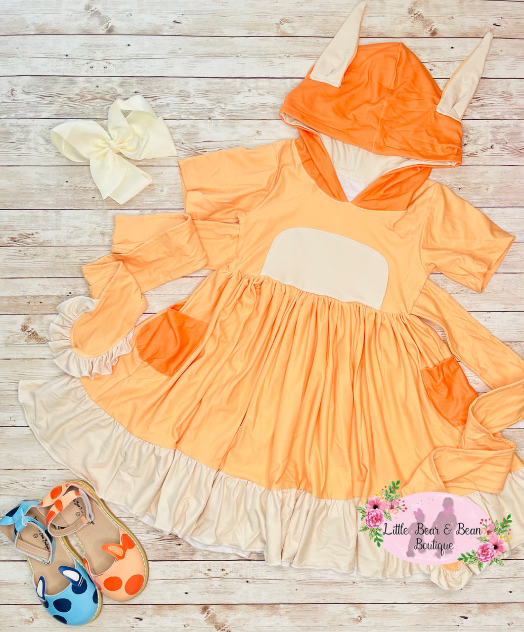 Hooded Twirl Dress - Orange