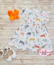 Load image into Gallery viewer, Wild Animal Zoo Flutter Sleeve Dress
