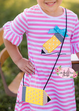 Load image into Gallery viewer, Striped Pencil Pocket Dress with Socks and Purse
