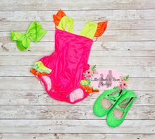 Load image into Gallery viewer, Neon Ruffle Butt Romper
