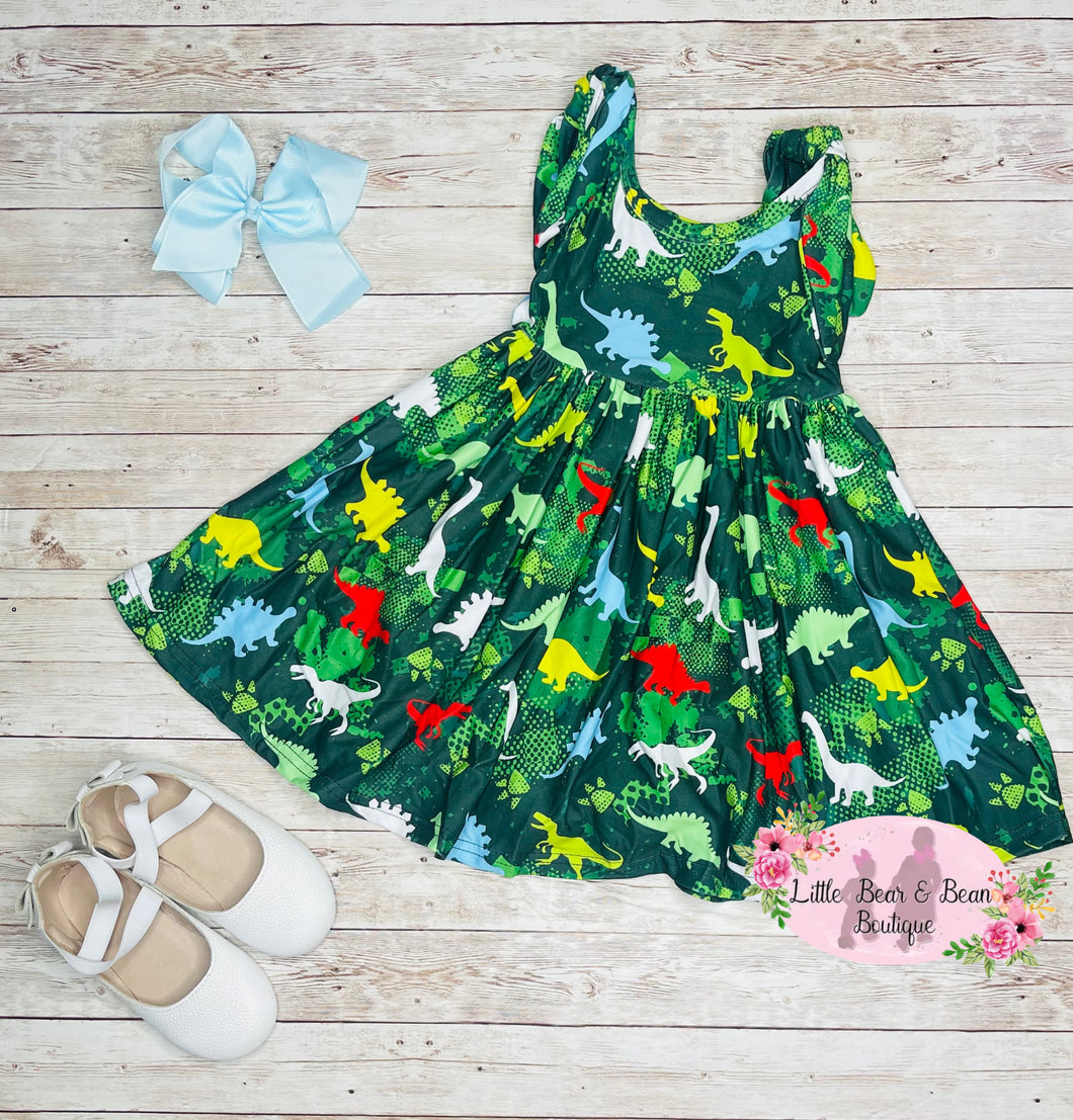 Green Dino Dress 7/8