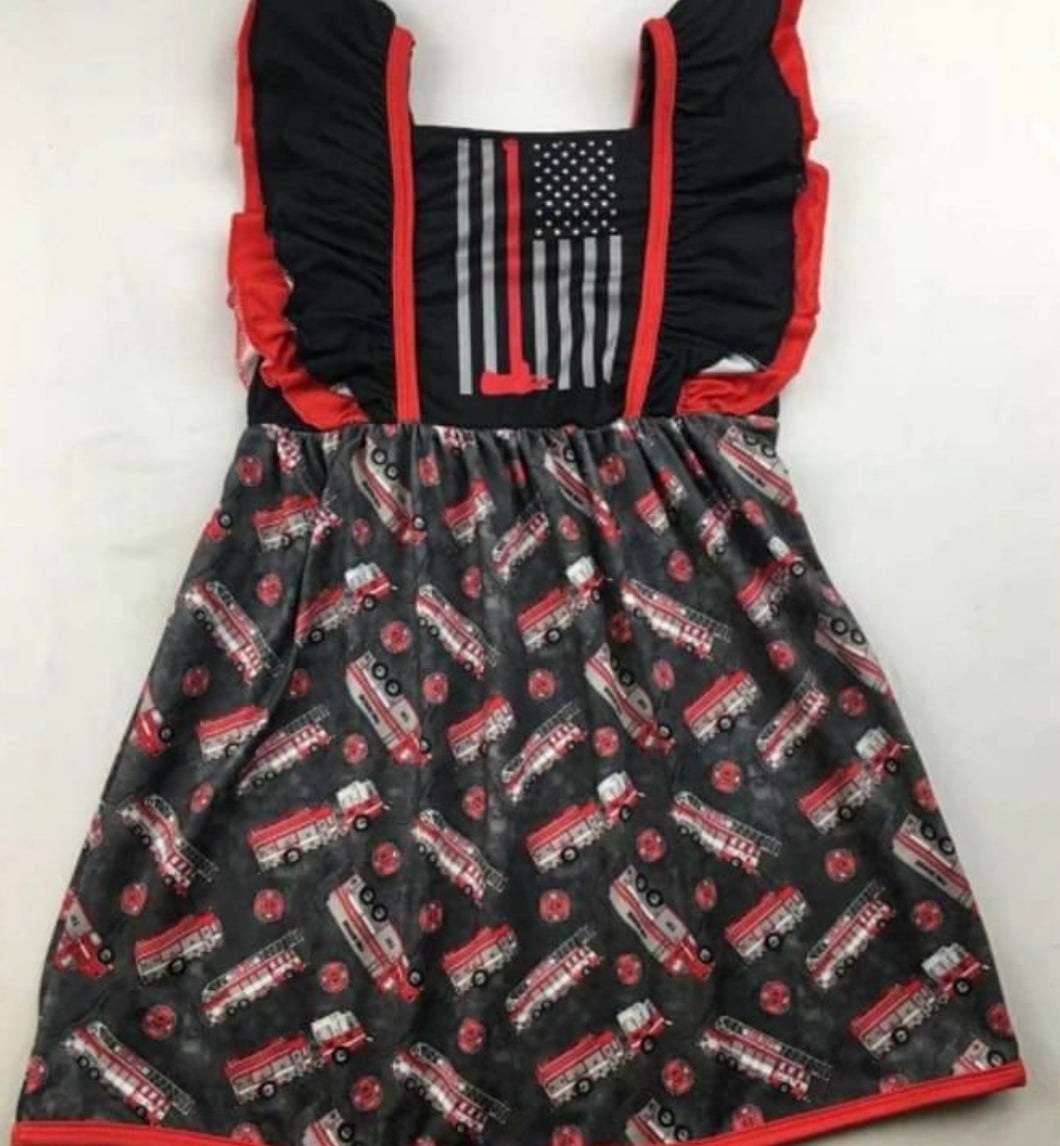 Pre-order RTS from Supplier Dress Red Fire Truck Dress