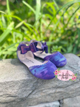 Load image into Gallery viewer, Bow Ankle Strap Flats- Shimmering Rainbow

