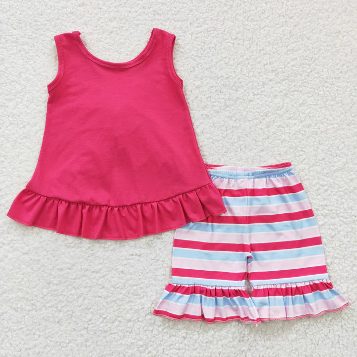 Pre-order RTS from Supplier Hot Pink Striped Shorts Set