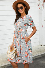 Load image into Gallery viewer, Striped Floral Short Sleeve  Dress with Pockets
