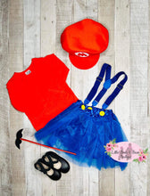 Load image into Gallery viewer, Plumber Red 4 Piece Tutu Set
