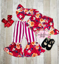 Load image into Gallery viewer, Belle Sleeve Floral Wine Belle Set
