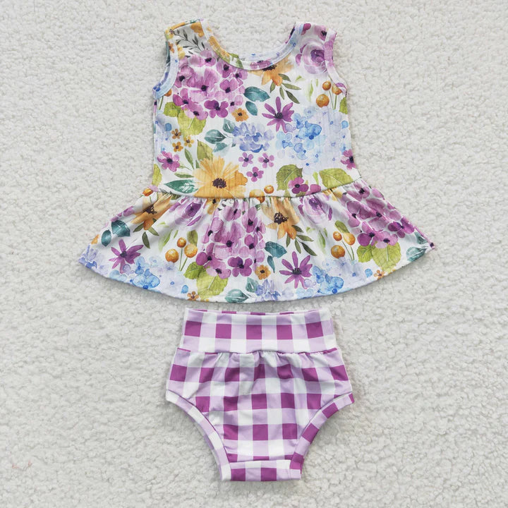 Pre-order RTS from Supplier Purple Floral Bummie Set