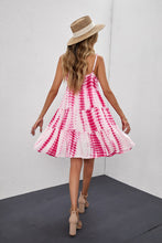 Load image into Gallery viewer, Tie-Dye Frill Trim Spaghetti Strap Dress
